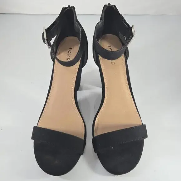 Torrid Women's Suede Strappy Block Heel Black Plus Size 11W - Picture 2 of 9